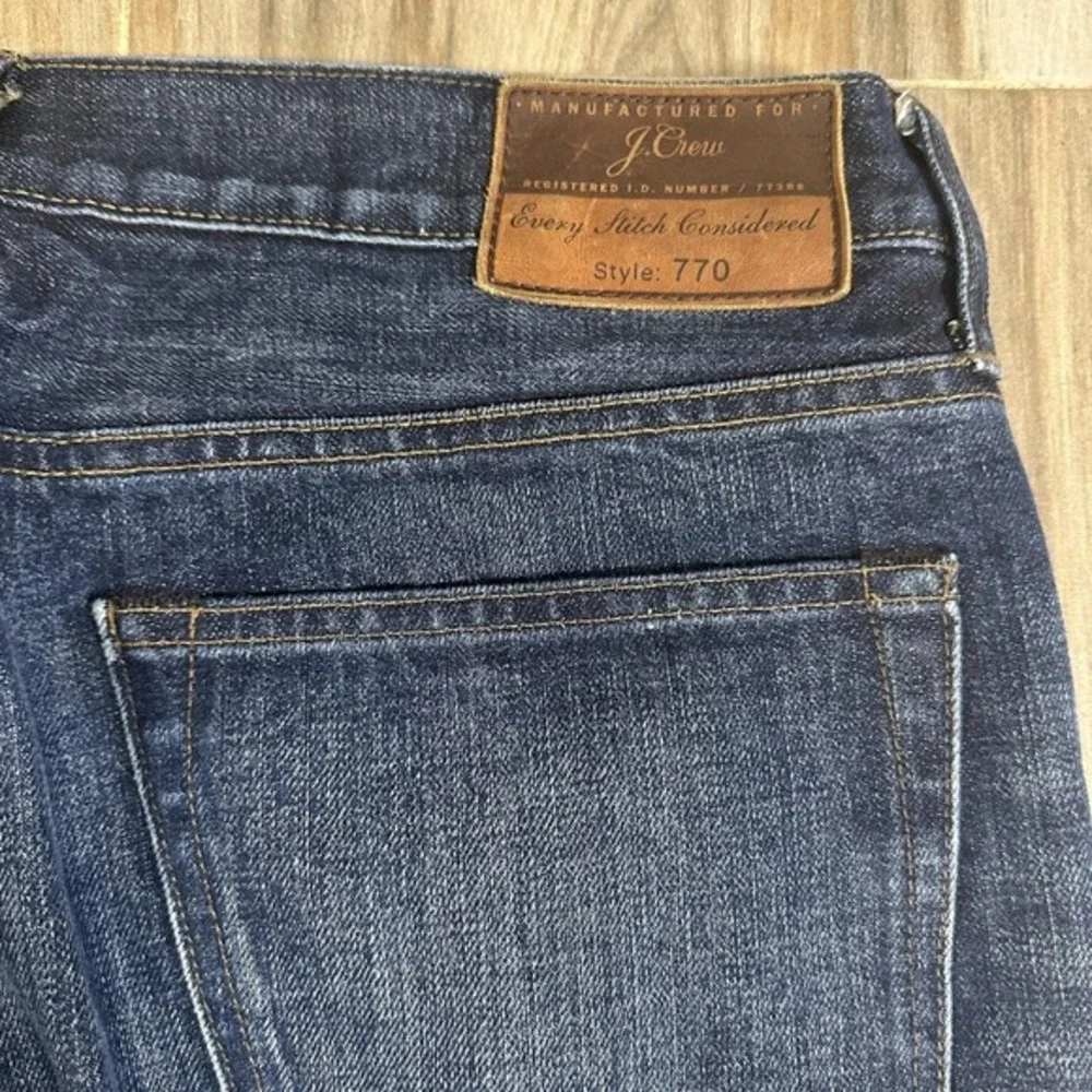 J Crew 770 Jeans 32X29.5 Blue Straight Flannel Lined‎ Japanese Kaihara Casual